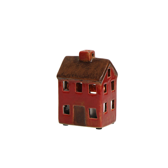 ceramic SMALL RED HOUSE WITH LIGHT